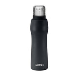 Elate Stainless Steel Water Bottle 620 ml, Single Walled, ISI Certified I Leak Proof Lid, Rust Proof I for School, Office, Gym I Black