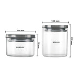 Borosil Spin N Store Tray With Classic Glass Jars, 360° Rotating Tray, Air-Tight Storage Containers For Kitchen, Glass Jar For Storing Spices, Snacks, Grains, Dals, Set of 7, Clear
