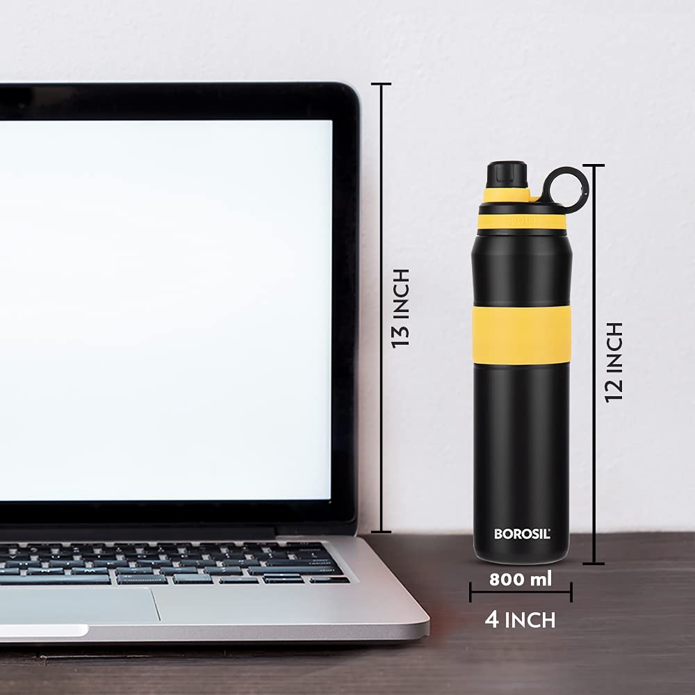 ThirstBurst Sunflower Stainless Steel Bottle 800ML – Hot & Cold, 12 Hrs Hot, 12 Hrs Cold, Leakproof, Copper Coated Insulation