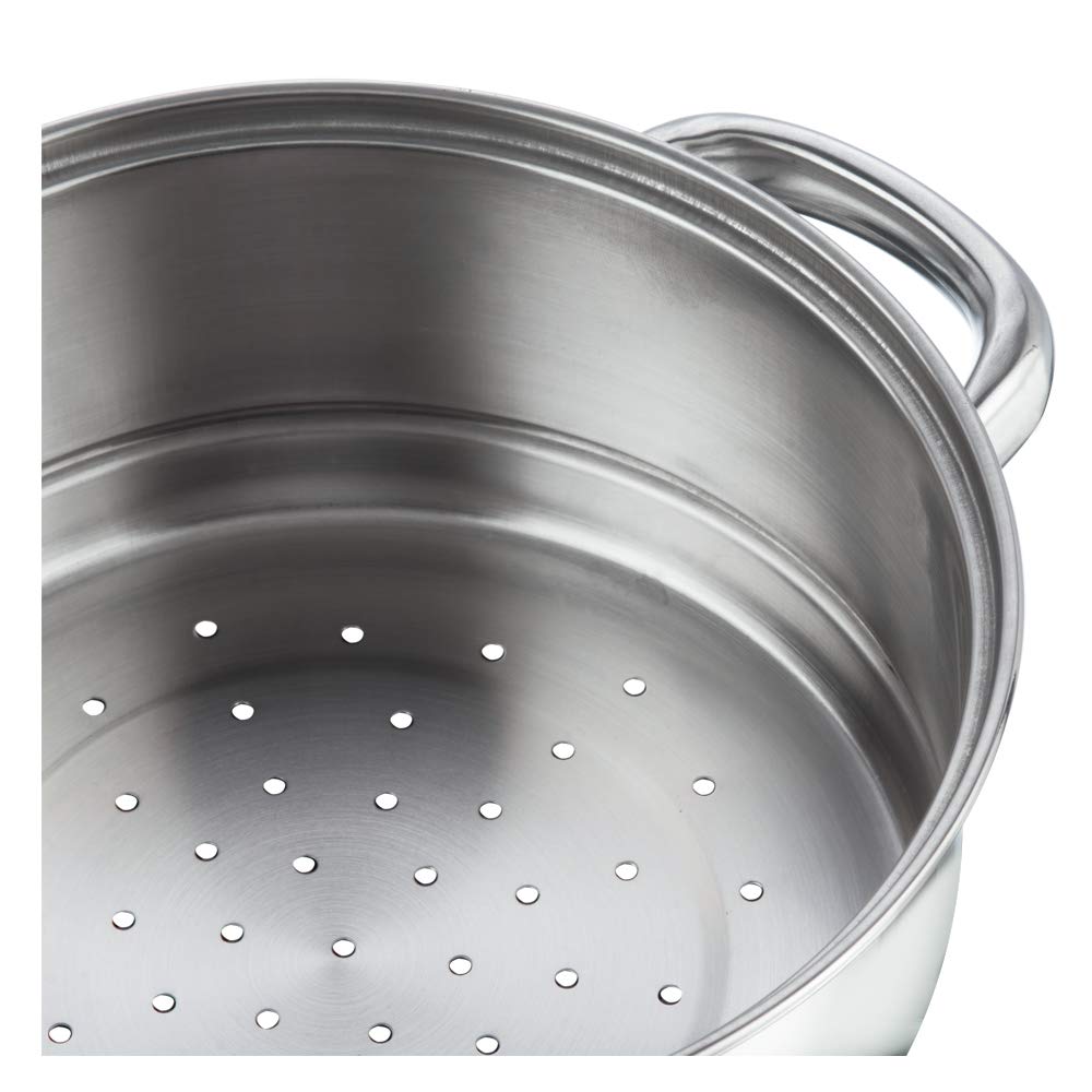 Vinod 3 Tier Steamer with Glass Lid Stainless Steel - 20cm (Induction Friendly) BSSH3-20