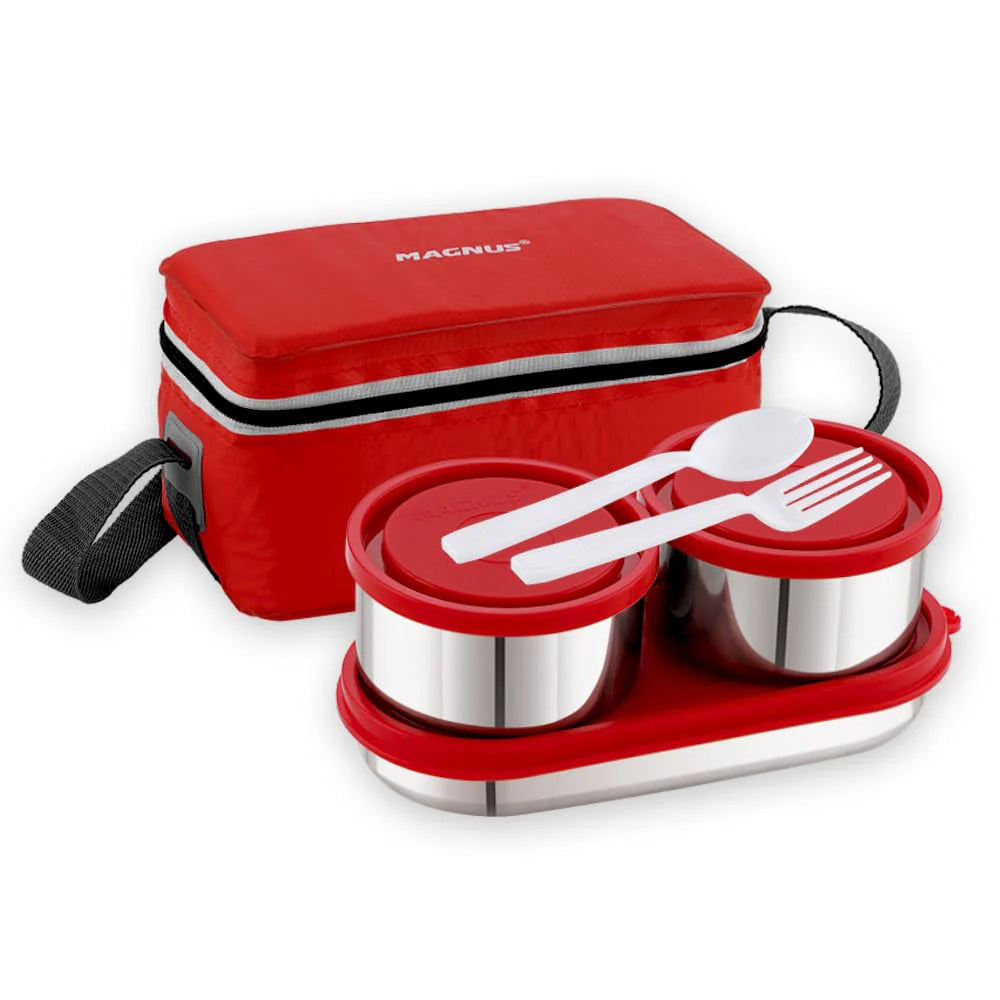 Fancy 3 Prime Steel Lunch Box Set | Leak-Proof Lunch Box for Kids, Office Men | 1050ml | Insulated Bag & Washable Cover | Tiffin with 3 Compartments | Safe & Stylish Design
