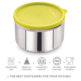 Steel Utility Container - 520 ml | Durable Food Storage Container in Silver & Green | Ideal for Snacks, Small Meals, Office, School & On-the-Go Use