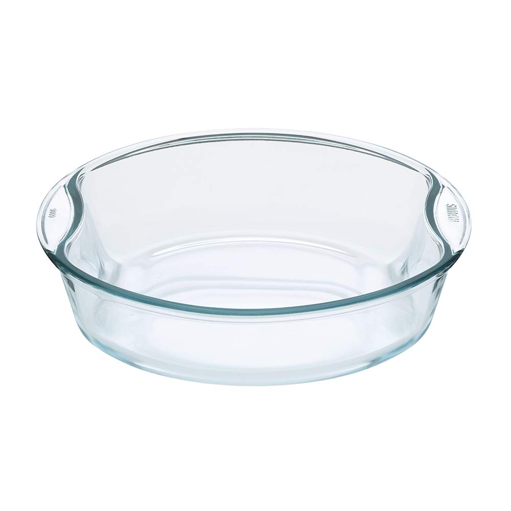 2.5 Baking Dish Set with Handle | Round Shape Bowl Container | Borosilicate Glass Bake and Serve Dish Tray | Microwave, Oven & Dishwasher Safe | Transparent