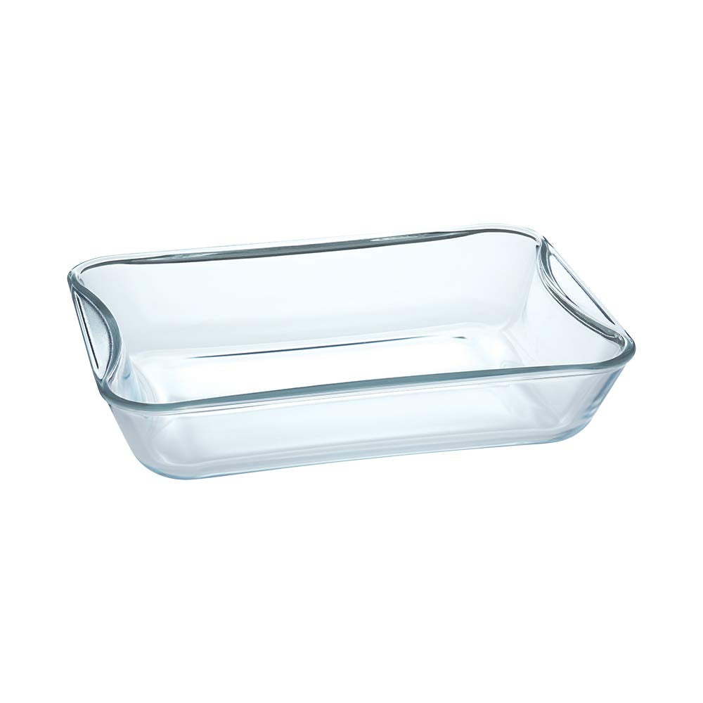 1.5L Baking Dish Set with Handle | Rectangular Shape Bowl Container | Borosilicate Glass Bake and Serve Dish Tray | Microwave, Oven & Dishwasher Safe | Transparent