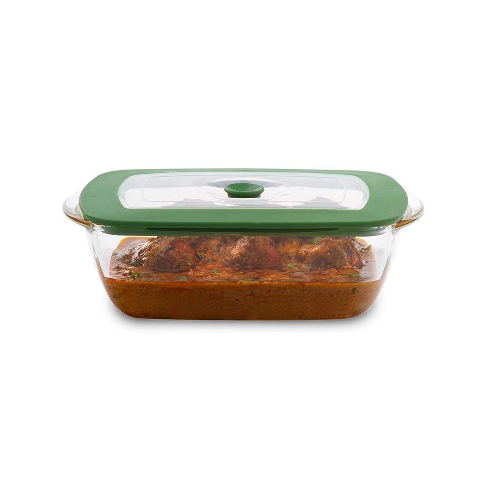 Borosil Glass Dish with Lid, 1pc, 1000ml, Transparent