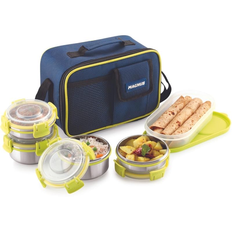Hybrid 5 Stainless Steel Lunch Box Set | Premium Tiffin for Kids, Boys, Men & Women | Leakproof Containers, Insulated Cover, Ideal for Office & School Use