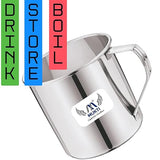 Mukti Premium Stainless Steel Deluxe Mug/Jug | Multipurpose for Water, Milk, Butter Milk,Oil and Useful for Kitchen/Outdoor |Durable and Silver Classic Finish (Deluxe, 500 ML)