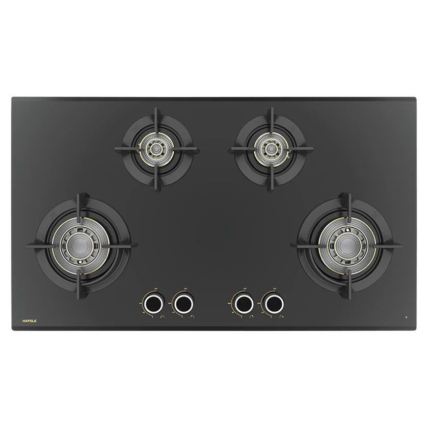 Vortex 490 90cm Built-In Gas Hob, 4 Brass Burners with Flame Failure Safety Device, 8mm Toughened Glass, 538.66.308