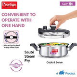 Prestige Clip-on Svachh Stainless Steel Spillage Control Pressure Cooker with Glass Lid, (Silver) 20229