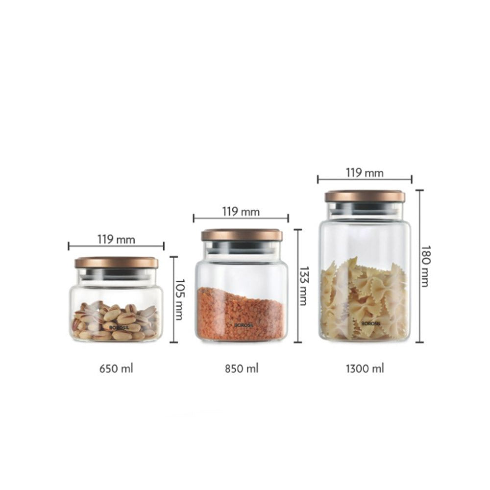 Borosil Store Omega Glass Jar With Lid (0.65L)