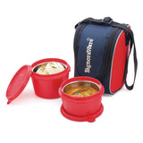 Signoraware Executive Microsafe Steel Lunch Box, Set of 2 | Insulated Fabric Bag | Leak Proof & Microwave Safe | Full Meal and Easy to Carry Color: Red, Blue, Violet