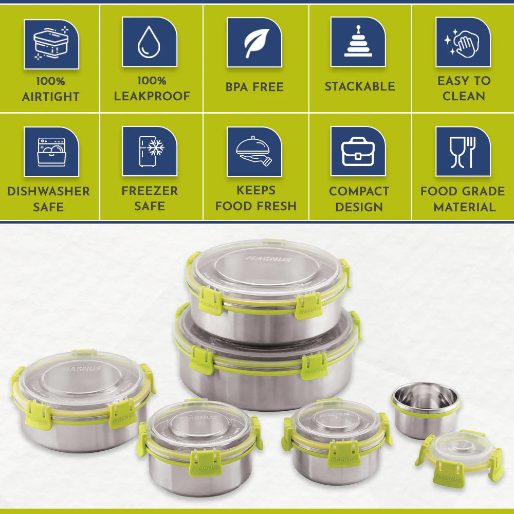 Klip Lock Stainless Steel Airtight Leakproof Storage Container 1750ML – Durable Kitchen Accessories Item, Large Lunch Box for Office Men, Women & Kids