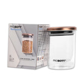 Vetroware 700ml Glass Jar – Round Container with Golden Metal Airtight Cap – Premium, Crystal Clear, Rust-Proof