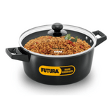 Hawkins Futura 4 Litre Cook N Serve Stewpots Bowl, Casserole, Hard Anodised Saucepan with Glass Lid, IACB40G