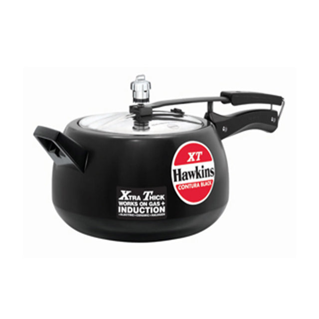 HAWKINS 5 LITRE CONTURA BLACK HARD ANODISED INDUCTION COMPATIBLE PRESSURE COOKER : CXT50