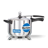 Hawkins Stainless Steel Pressure Cooker 5 Litre: HSS 50 with Hawkins Genuine 2 Gasket & 2 Safety Valve