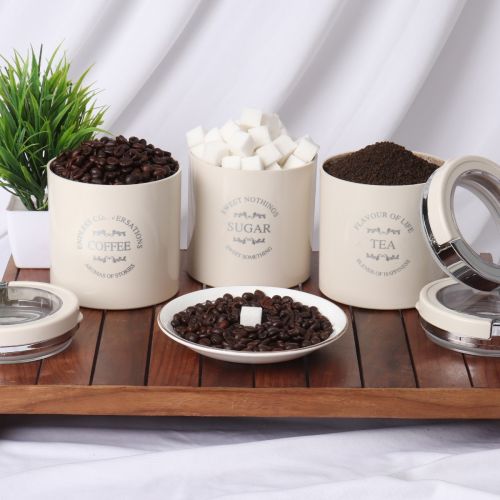 Jaypee plus CLASSIQUE 3 Tea & Sugar Containers Set of 3 750 ml Ivory