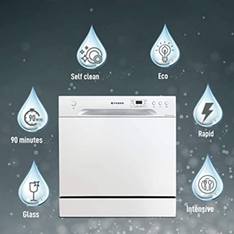 Faber FFSD 6PR 8S Ace White 6 Washing Program 8 Place Capacity White Finish Built-in Dishwasher 