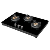 Faber NiOS DLX 753 BB BK Glass Cooktop with Manual Gas Stove MS POWDER COATED Finish (3 Burners)