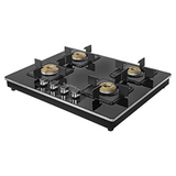 Faber ELITE 4BB BK CI Glass Cooktop with Manual Gas Stove Glass Cooktop (4 Burners)