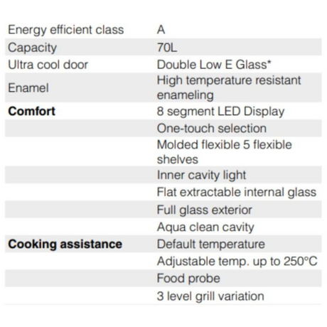 Hafele Diamond Neo 70 60CM 70L Capacity Glass Touch control Built In Multi Function Oven 538.01.441