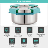 Steel Airtight Leakproof Storage Container with Rev Lock Lid – 750ML – Kitchen Accessories Item, Ideal Lunch Box for Kids & Adults, Perfect Lunch Box for Office Men