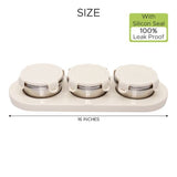 Jaypee plus ZETA-3 Airtight Inner Stainless Steel Dry Fruit Container Set of 3 with Tray 3N - 350 ml IVORY
