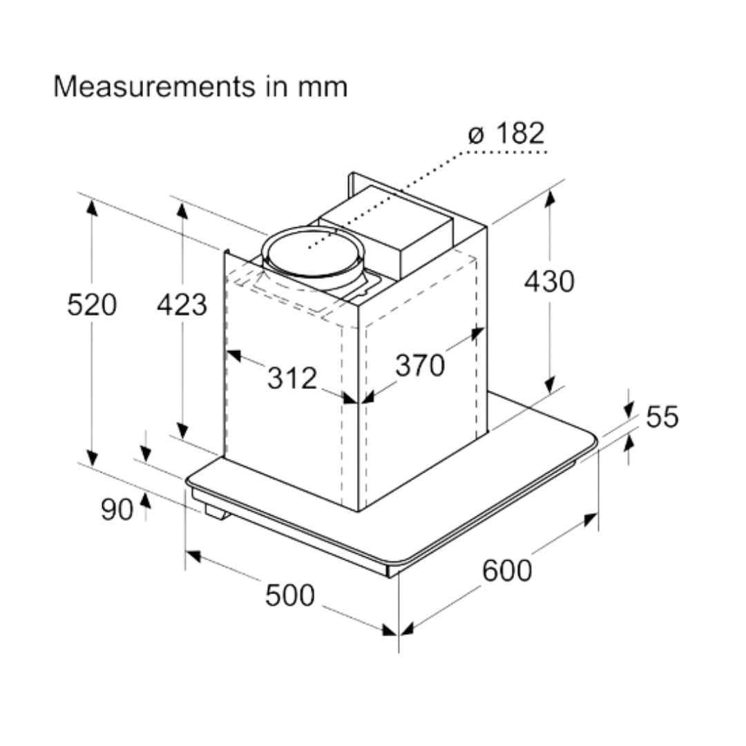 Bosch Series 4 Wall Mounted Chimney DWGA68G60I 60 cm