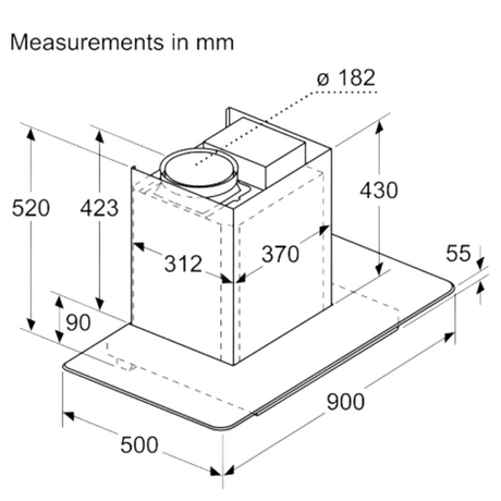 Bosch Series 4 Wall Mounted Chimney DWGA98G60I 90 cm