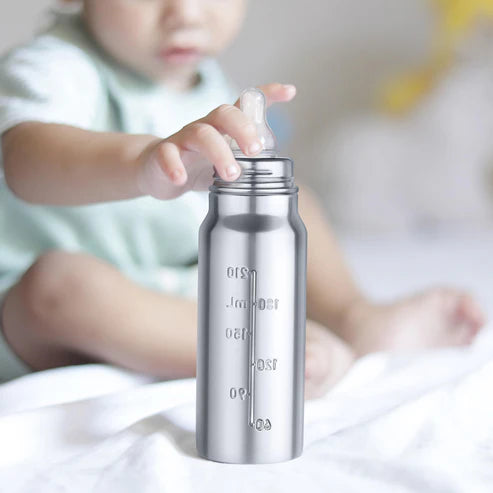 Pexpo Joy Pro Stainless Steel Feeding Baby Bottle 270 ML Silver