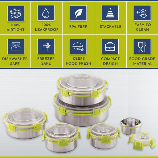 Klip Lock Stainless Steel Airtight Leakproof Lunch Box – 750ML – Durable Tiffin Box for Office Men & Adults, Premium Kitchen Accessories Item