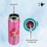 Probott Dazzle 400ml Kids Sipper Water Bottle – Stainless Steel Hot & Cold Vacuum Flask with Push Button Locking System, Pink | PB 400-03