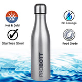 Vintage 500ml Thermoses Vacuum Insulated Flask, Stainless Steel Water Bottle, Silver | Hot & Cold | Leak-Proof | PB 500-25