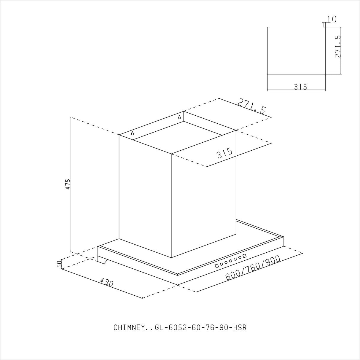90cm Auto Clean Filterless Chimney with Heat Sensor, 1400 m³/hr Suction, Motion Touch Control – Black (CH 6052 HSR BL AC)