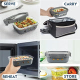 Borosil Klip N Store Plus 640 ml Rectangle Glass Food Storage Container with Air Tight Glass Lid | Borosilicate Glass Container for Lunchbox | Microwave & Dishwasher Safe | Transparent