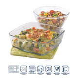 Borosil Serving Set: Bowl + Dish Oven, Micro, Fridge Safe 1.3L Bowl + 1.6L Dish