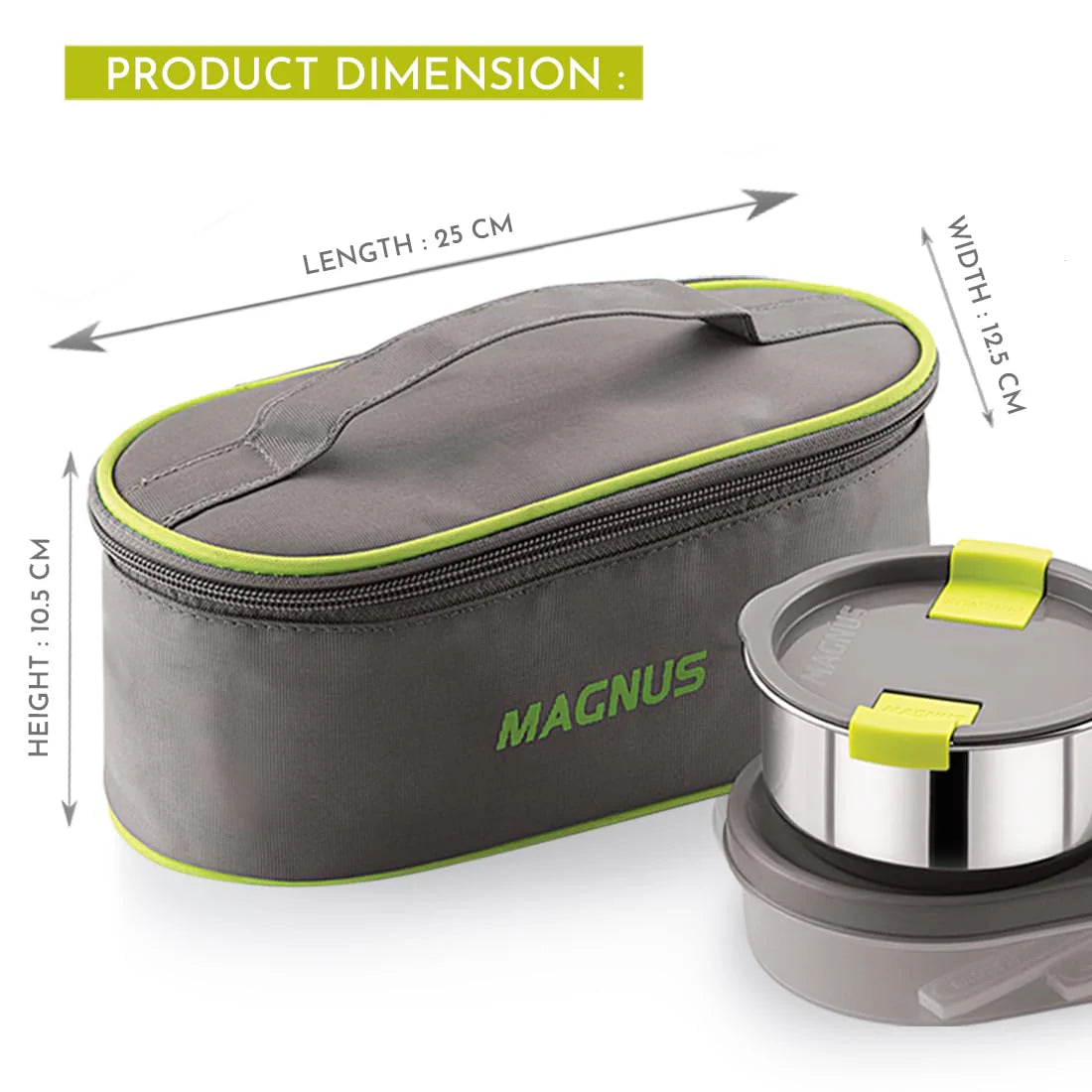 Olive-3 Stainless Steel Lunch Box Set – 3 Leak-Proof Containers with Insulated Thermal Bag | 950ml Airtight Tiffin for Office, School & Kids (Silver)