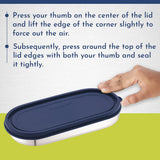 Easy Lock Oval Prime Stainless Steel Container – Airtight & Leakproof Lid for School, Office, Picnic | Ideal for Men, Women & Kids (Dark Blue, 450ml)