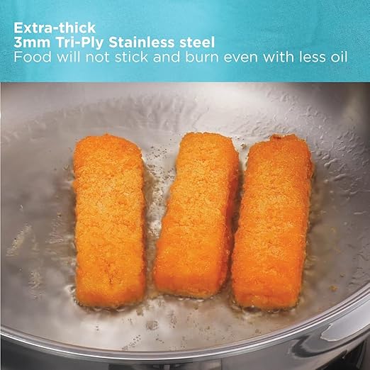 Hawkins Pro 18 cm Frying Pan, Triply Stainless Steel Fry Pan with Stainless Steel Handle and Stainless Steel Lid, Silver (PSF18S)