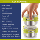 Aura 2-Piece Stainless Steel Lunch Box Set with Tiffin Bags, Utensils & Pouch | Airtight, Leakproof Containers | Lunch Box for Kids, Office Men, Women, School | BPA-Free