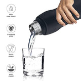 Elate Stainless Steel Water Bottle 620 ml, Single Walled, ISI Certified I Leak Proof Lid, Rust Proof I for School, Office, Gym I Black