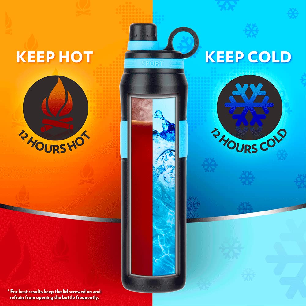 ThirstBurst Arctic Stainless Steel Bottle 800ML – Hot & Cold, 12 Hrs Hot, 12 Hrs Cold, Leakproof, Copper Coated Insulation