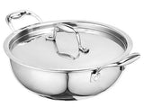 SIGNORA WARE 3500Ml Artista Tri-Ply Non-Stick Deep Fry Kadhai 24Cm,Induction Compatible Cookware Kadai,Grade 304 Stainless Steel,Food Grade,Dishwasher Safe Pot (Silver) (Copy)