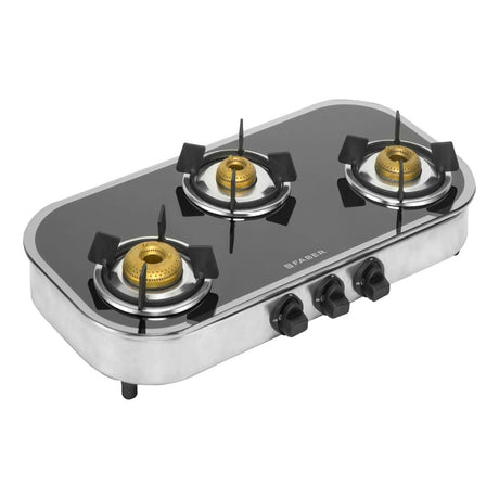 Faber Curvo Mirror 3 Burner Cooktop, steel finish frame