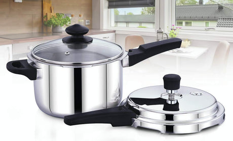 Maxima Sumo Stainless Steel Pressure Cooker Triply with Stainless Steel Lid and Glass Lid