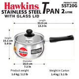 Hawkins Stainless Steel 2 L T-Pan with Lid Pot (SST20G)