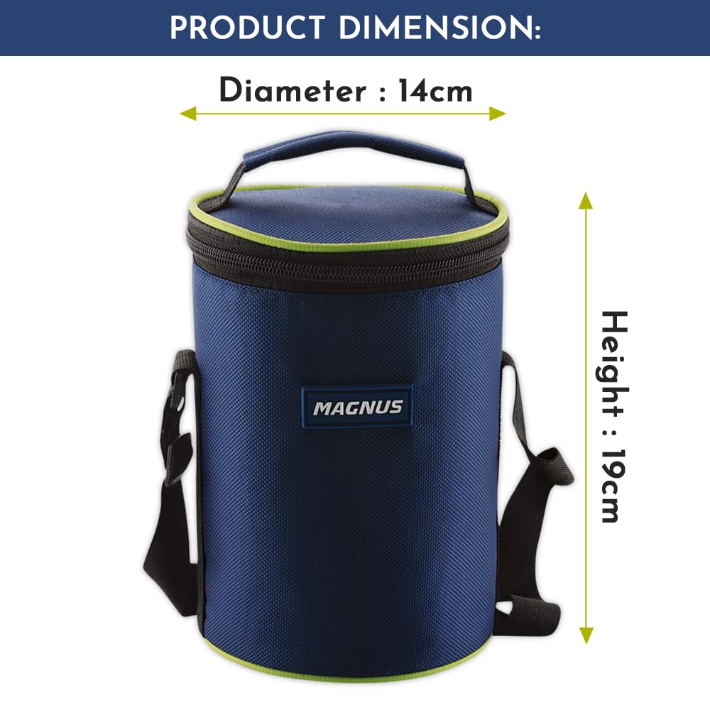 Alfa-3 Stainless Steel Lunch Box Set – 3 Leakproof Containers with Insulated Bag | Air-Tight, Safe & Stylish Tiffin for Office Men, Women & Kids (Blue)