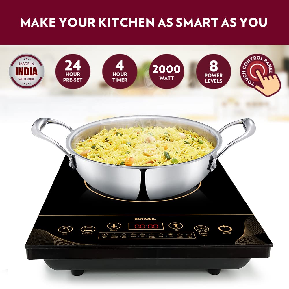 Smartkook-TC14 Electric Induction Cooktop, Glass Surface, Energy Saving, Flame-free Cooking, Black, 2000W
