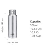 Milton Elfin 300 Thermosteel Water Bottle 300 ml, 24 Hr Hot and Cold I Leak Proof Lid, ISI Certified I Vacuum Insulated I for Office, Gym, School I Silver