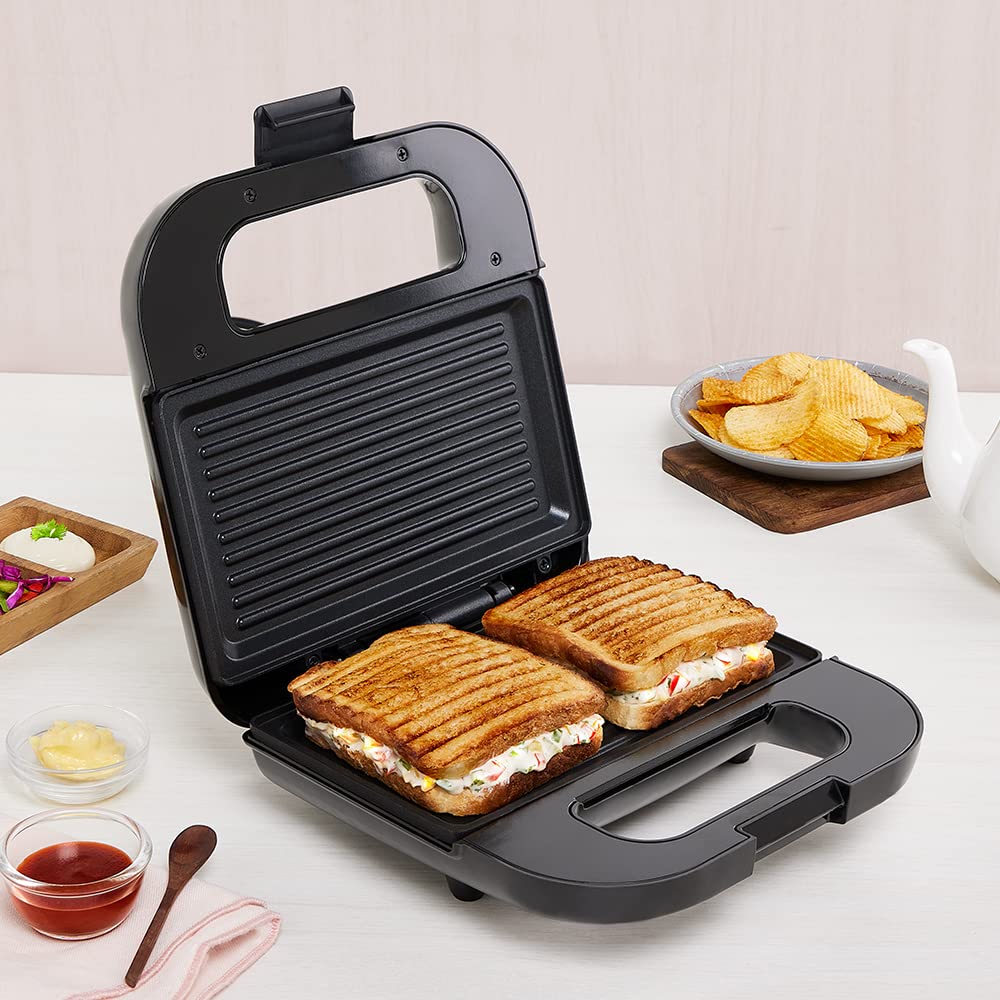 Borosil Klassy Grill Sandwich Maker 800 W, opens 90°